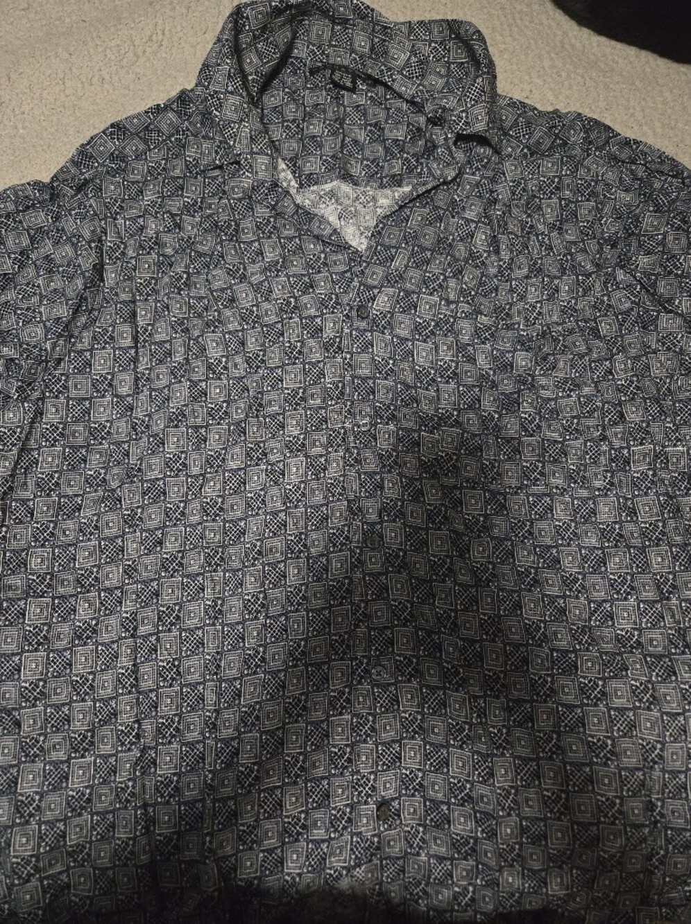 Manhattan Navy and White Geo Print Shirt